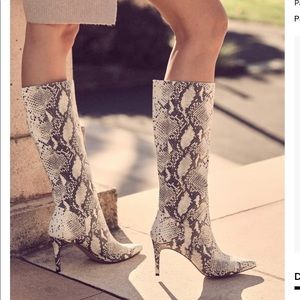 Never worn Steve Madden Kinga natural snake pointed toe knee high boots